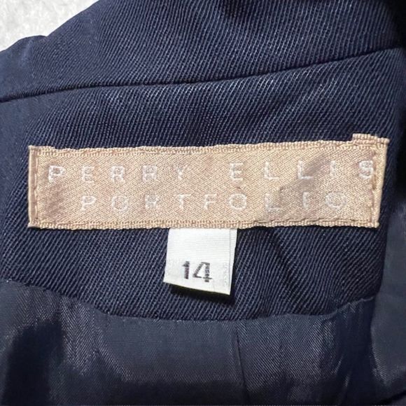 Perry Ellis Portfolio Womens Black Pure Wool Long Over Coat Trench Coat Size 14 - Picture 8 of 13